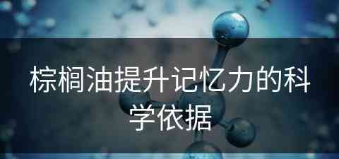 棕榈油提升记忆力的科学依据